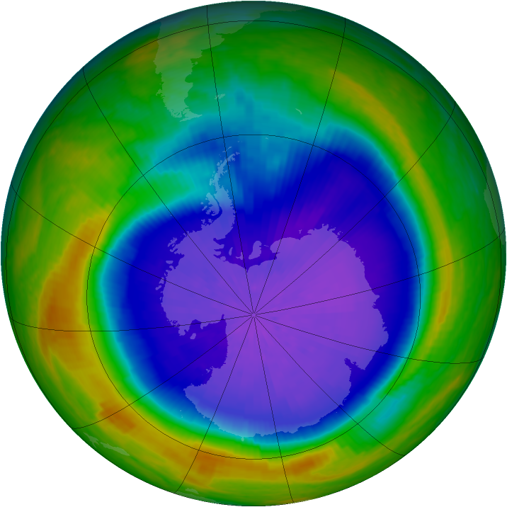 Antarctic ozone map for 29 September 2001
